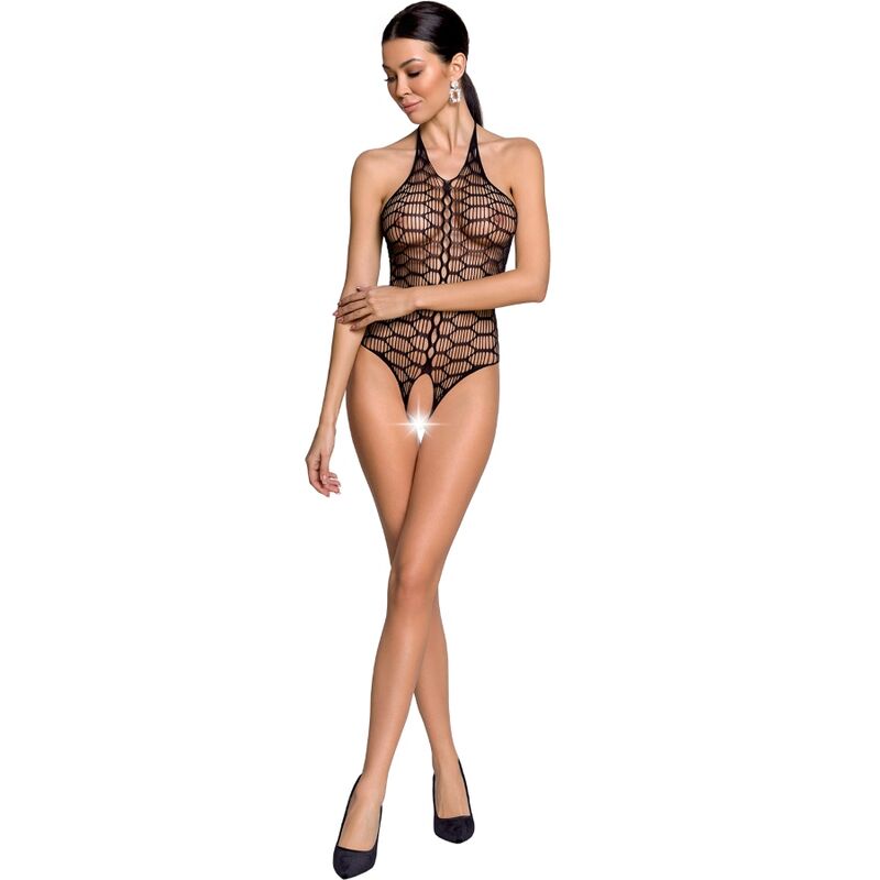 PASSION - WOMAN BS087 BLACK BODYSTOCKING ONE SIZE - NOCTURNA DESIRES