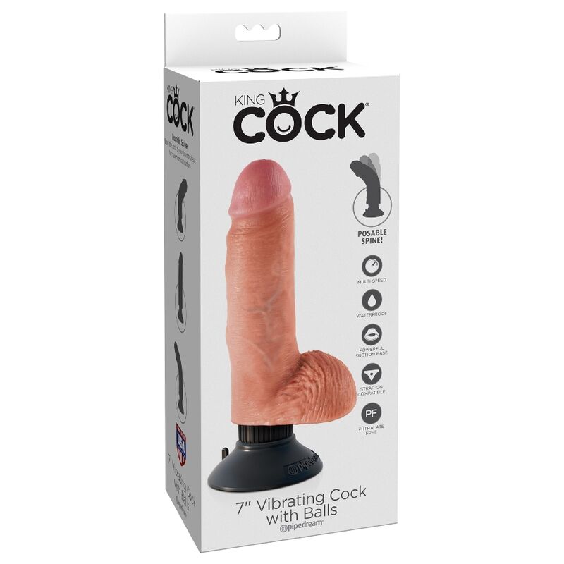 KING COCK - 17.78 CM VIBRATING COCK WITH BALLS FLESH KING COCK  NOCTURNA DESIRES