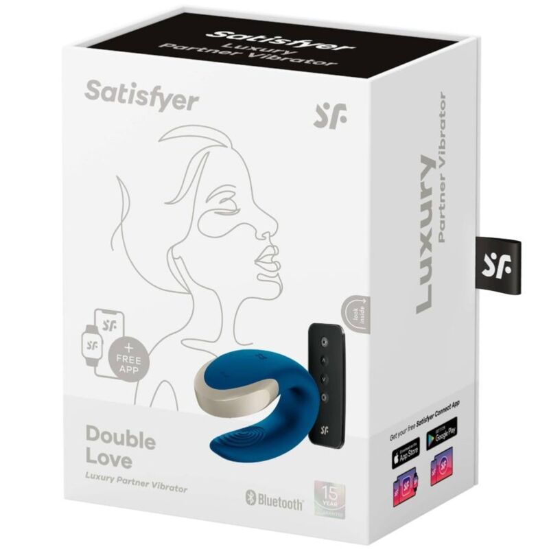 SATISFYER - DOUBLE LOVE LUXURY PARTNER VIBRATOR BLUE - NOCTURNA DESIRES