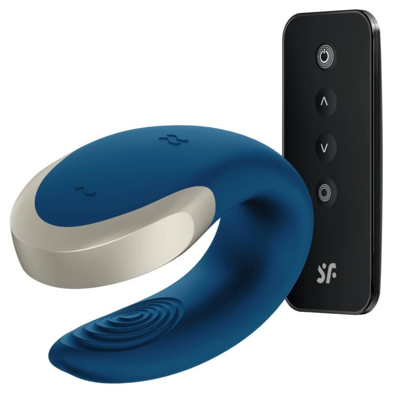 SATISFYER - DOUBLE LOVE LUXURY PARTNER VIBRATOR BLUE - NOCTURNA DESIRES
