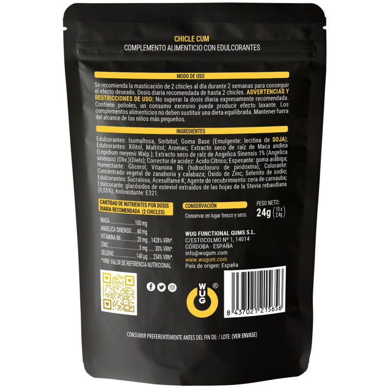 WUG SEX SENSE - CUM EJACULATION INCREASE GUM & SEMEN BANANA FLAVOR 10 UNITS - NOCTURNA DESIRES