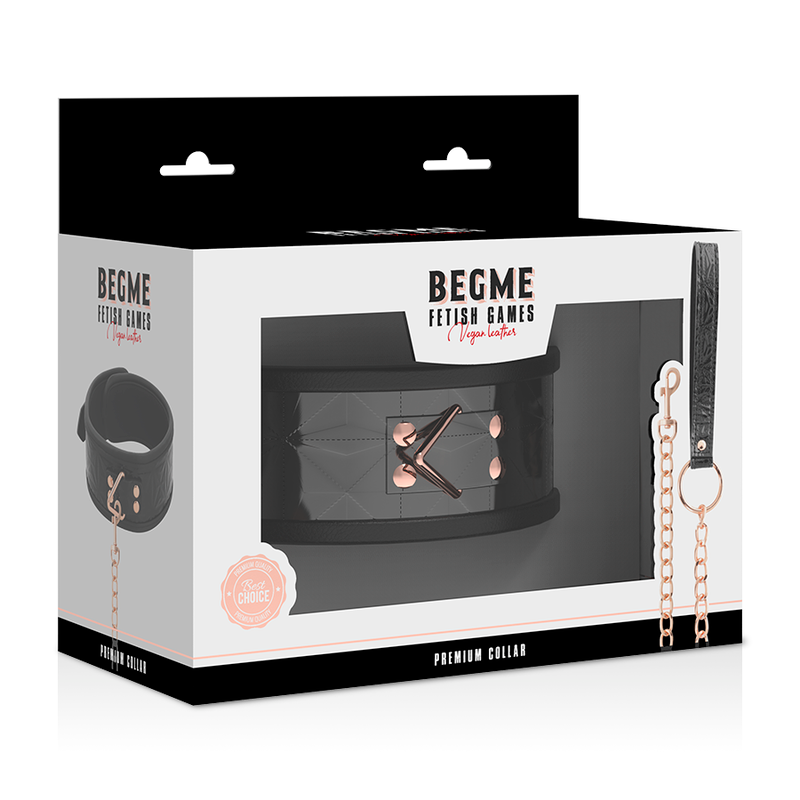 BEGME - BLACK EDITION PREMIUM VEGAN LEATHER COLLAR WITH NEOPRENE LINING - NOCTURNA DESIRES