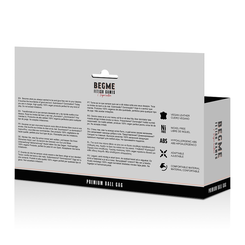 BEGME - BLACK EDITION BALL GAG VEGAN LEATHER - NOCTURNA DESIRES