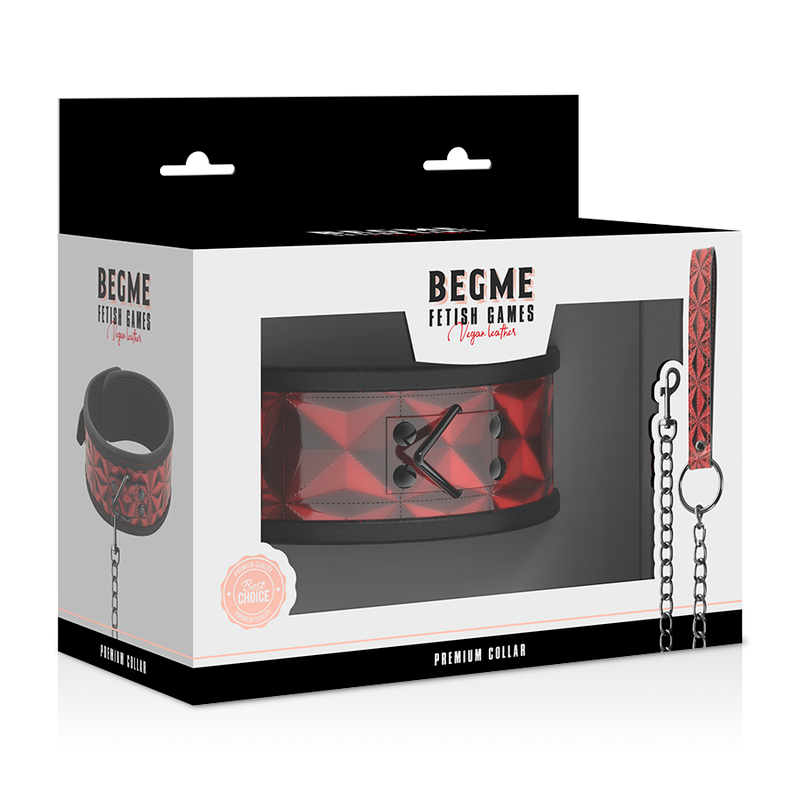 BEGME - RED EDITION PREMIUM VEGAN LEATHER COLLAR WITH NEOPRENE LINING - NOCTURNA DESIRES