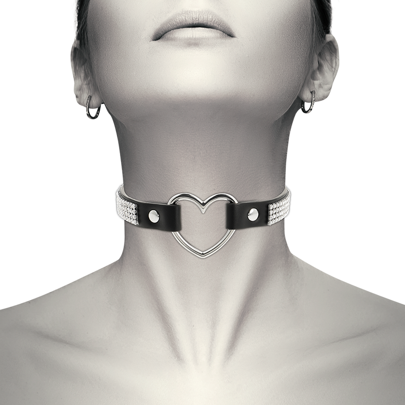 COQUETTE CHIC DESIRE - VEGAN LEATHER CHOKER WITH HEART - NOCTURNA DESIRES