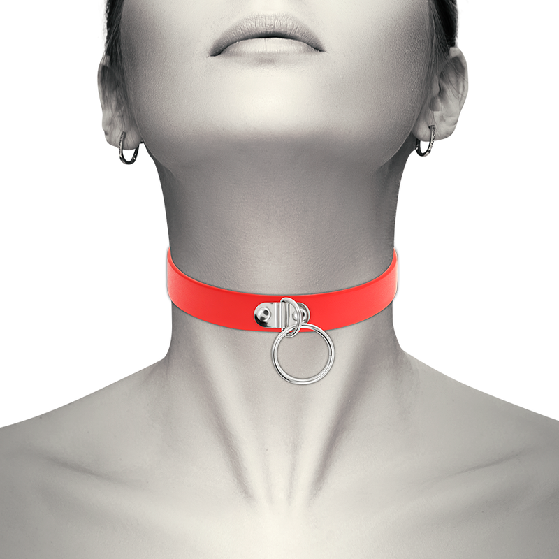 COQUETTE CHIC DESIRE - RED VEGAN LEATHER NECKLACE WOMAN FETISH ACCESSORY - NOCTURNA DESIRES