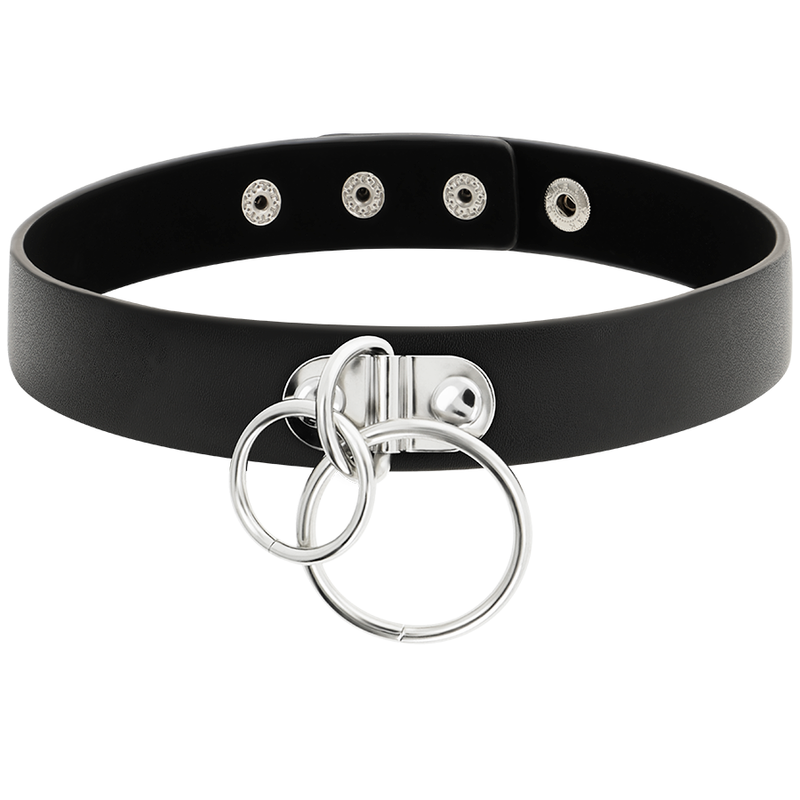 COQUETTE CHIC DESIRE - DOUBLE RING VEGAN LEATHER CHOKER - NOCTURNA DESIRES