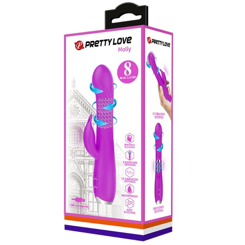 PRETTY LOVE - MOLLY VIBRATOR WITH RECHARGEABLE ROTATION - NOCTURNA DESIRES
