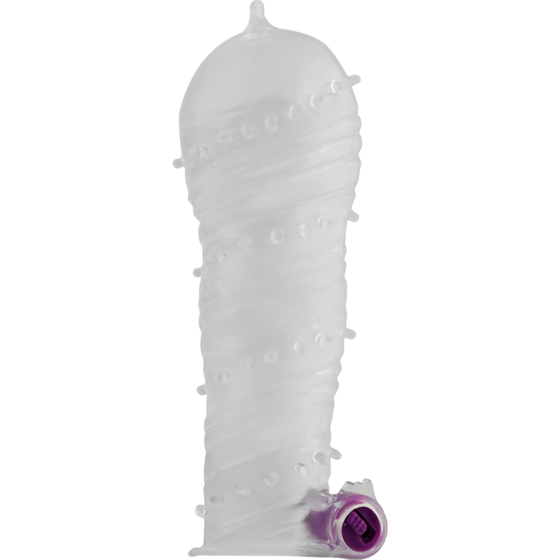 OHMAMA - TEXTURED PENIS SHEATH WITH WIDE TIP VIBRATING BULLET - NOCTURNA DESIRES