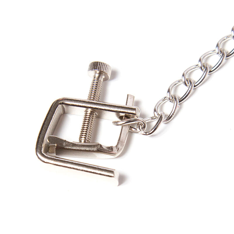 OHMAMA FETISH - METAL SCREW CLAMPS WITH CHAIN - NOCTURNA DESIRES