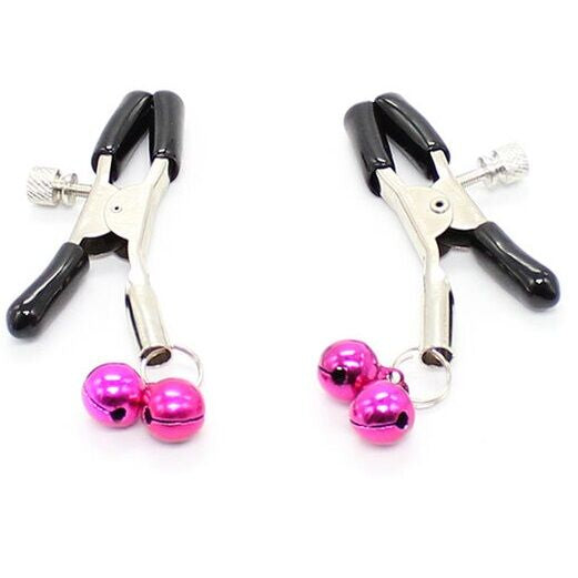OHMAMA FETISH - NIPPLE CLAMPS WITH PINK BELL - NOCTURNA DESIRES