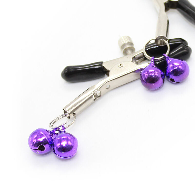 OHMAMA FETISH - NIPPLE Clamps WITH LILAC BELL - NOCTURNA DESIRES