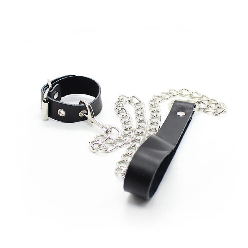 OHMAMA FETISH - PENIS NECKLACE AND LEATHER STRAP WITH METAL CHAIN - NOCTURNA DESIRES