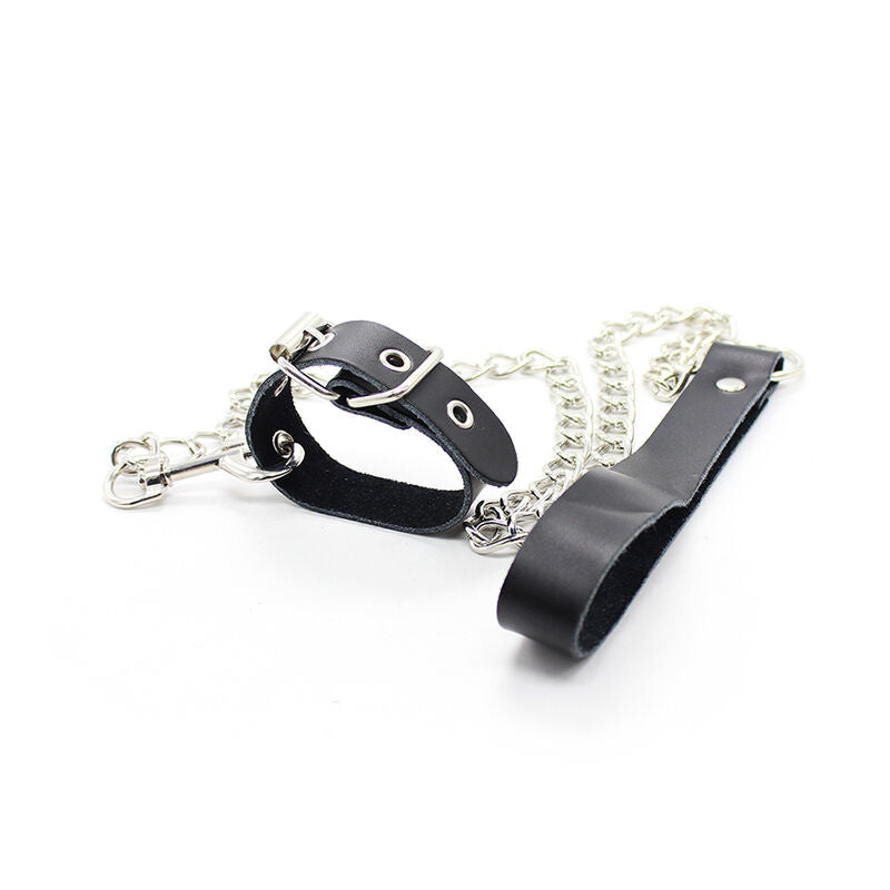 OHMAMA FETISH - PENIS NECKLACE AND LEATHER STRAP WITH METAL CHAIN - NOCTURNA DESIRES