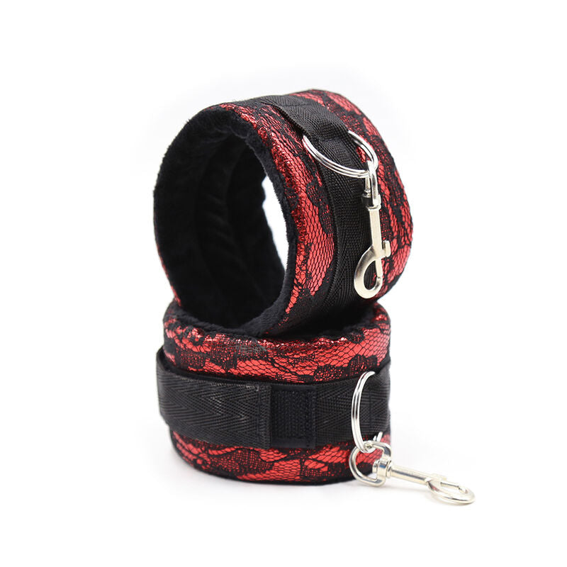 OHMAMA FETISH - VELVET HANDCUFFS WITH NYLON TAPE - NOCTURNA DESIRES