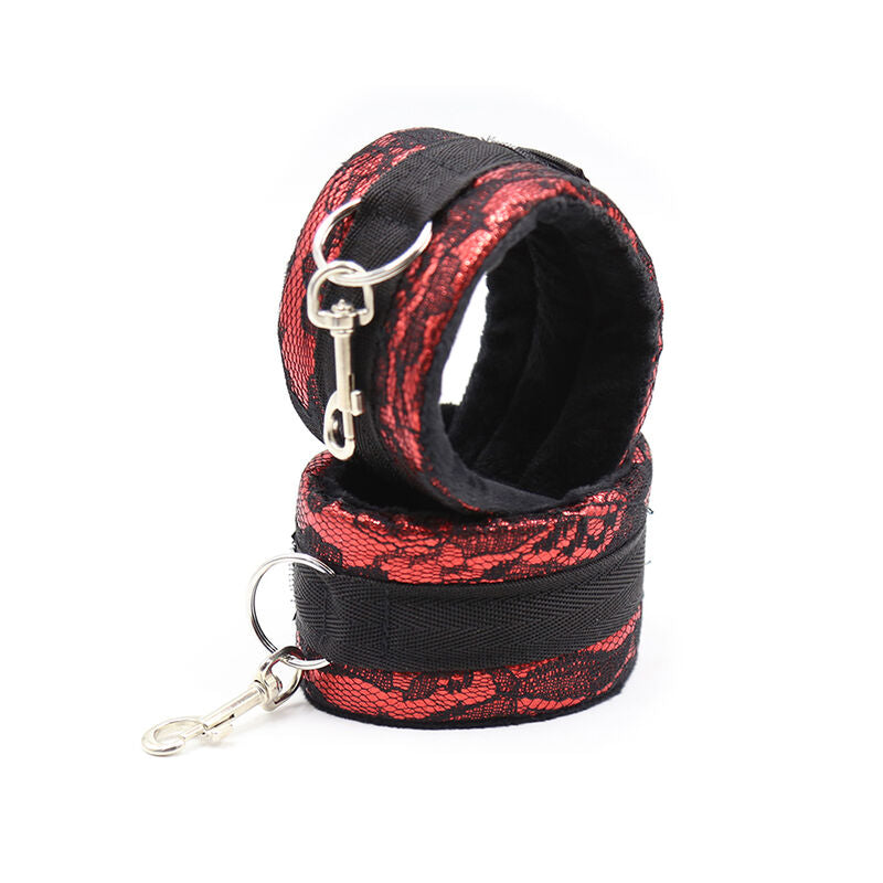 OHMAMA FETISH - VELVET HANDCUFFS WITH NYLON TAPE - NOCTURNA DESIRES