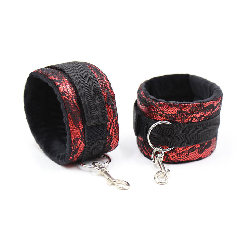 OHMAMA FETISH - VELVET HANDCUFFS WITH NYLON TAPE - NOCTURNA DESIRES