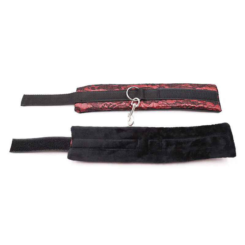 OHMAMA FETISH - VELVET HANDCUFFS WITH NYLON TAPE - NOCTURNA DESIRES