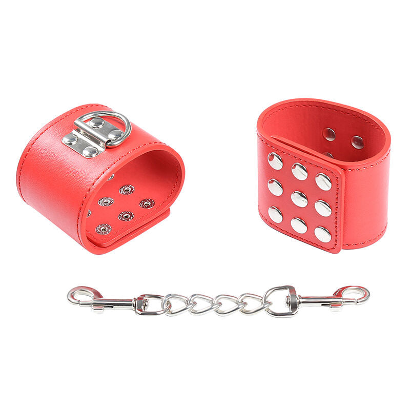 OHMAMA FETISH - RED HANDCUFFS WITH SNAP CLOSURE - NOCTURNA DESIRES