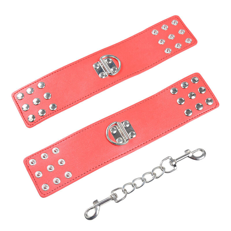 OHMAMA FETISH - RED HANDCUFFS WITH SNAP CLOSURE - NOCTURNA DESIRES