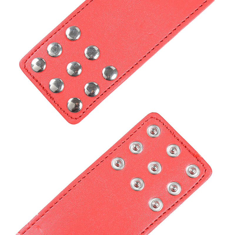 OHMAMA FETISH - RED HANDCUFFS WITH SNAP CLOSURE - NOCTURNA DESIRES