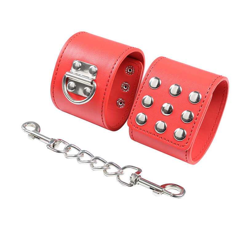 OHMAMA FETISH - RED HANDCUFFS WITH SNAP CLOSURE - NOCTURNA DESIRES