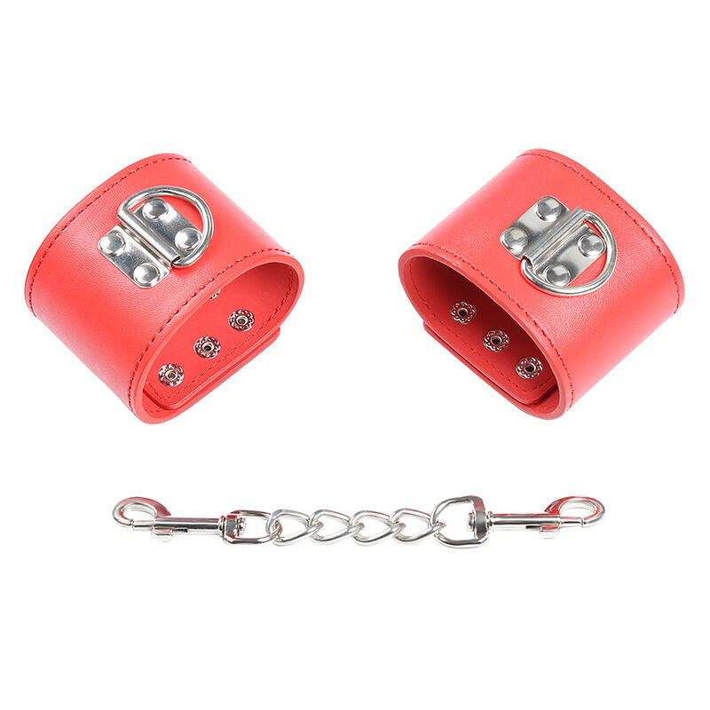 OHMAMA FETISH - RED HANDCUFFS WITH SNAP CLOSURE - NOCTURNA DESIRES