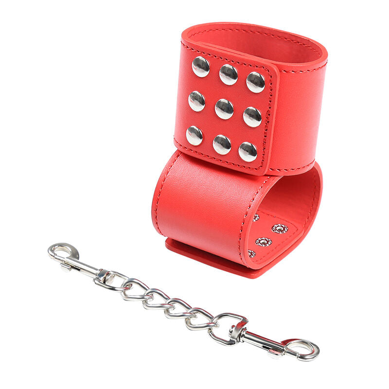 OHMAMA FETISH - RED HANDCUFFS WITH SNAP CLOSURE - NOCTURNA DESIRES