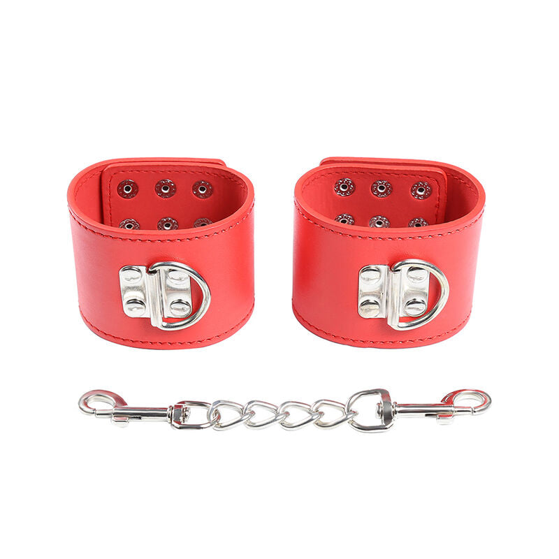 OHMAMA FETISH - RED HANDCUFFS WITH SNAP CLOSURE - NOCTURNA DESIRES