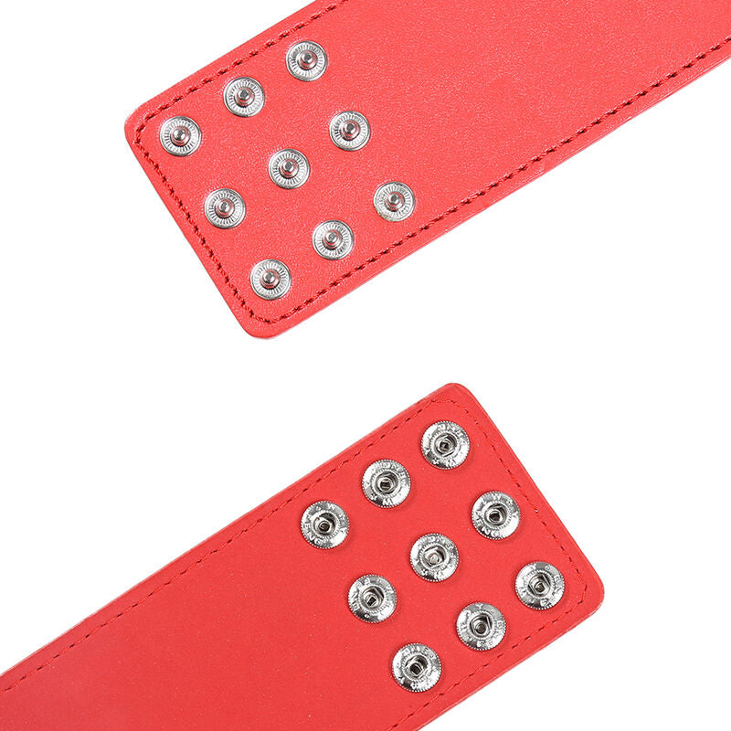 OHMAMA FETISH - RED HANDCUFFS WITH SNAP CLOSURE - NOCTURNA DESIRES