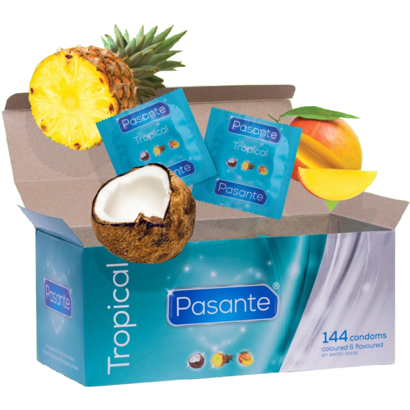 PASANTE - CONDOMS TROPICAL FLAVORS 144 UNITS - NOCTURNA DESIRES