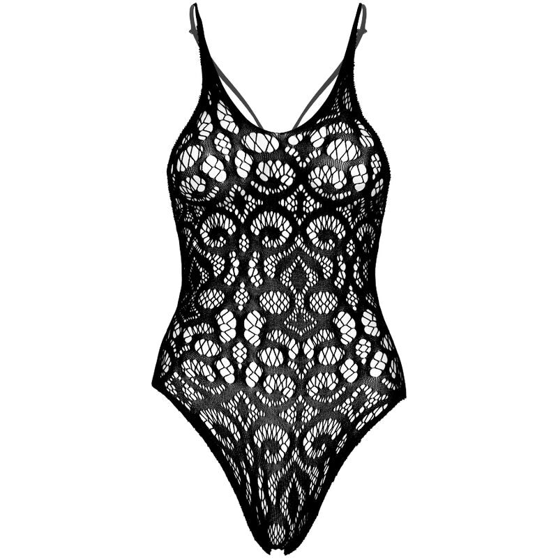 LEG AVENUE - SEAMLESS SCROLL LACE TEDDY - BLACK - NOCTURNA DESIRES