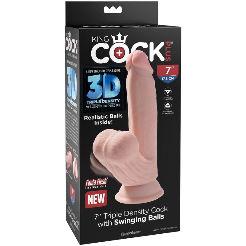 KING COCK - PLUS 3D DILDO SWINGING BALLS 15.2 CM LIGHT SKIN - NOCTURNA DESIRES