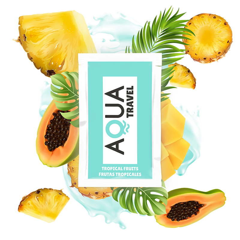 AQUA TRAVEL - TROPICAL FRUITS FLAVOUR WATERBASED LUBRICANT 6 ML - NOCTURNA DESIRES