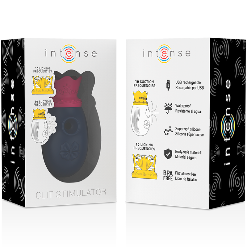 INTENSE - CLITORIS STIMULATOR 10 SUCTION AND LICKING MODES - BLUE - NOCTURNA DESIRES