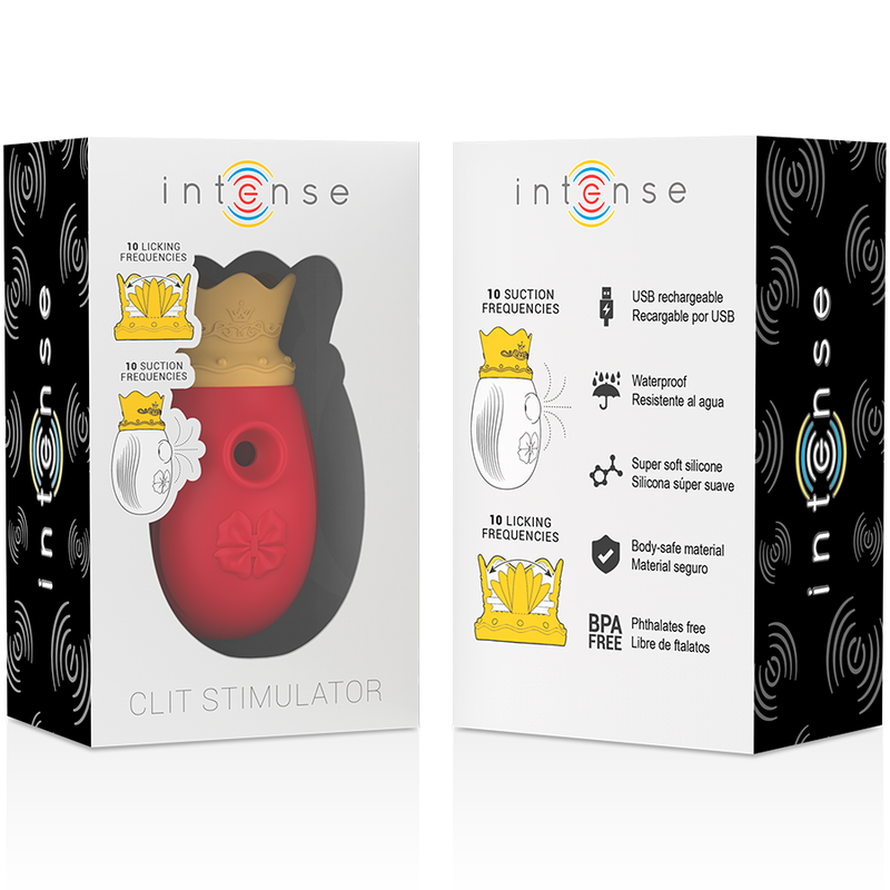 INTENSE - CLITORIS STIMULATOR 10 SUCTION AND LICKING MODES - RED - NOCTURNA DESIRES