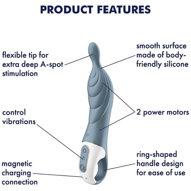 SATISFYER - AMAZING 2 ASPOT VIBRATOR GREY - NOCTURNA DESIRES
