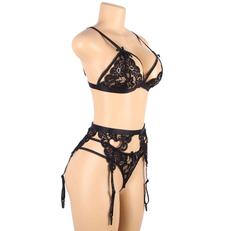 SUBBLIME - SET THREE PIECES SET BRA + GARTER BELT + THONG S/M - NOCTURNA DESIRES