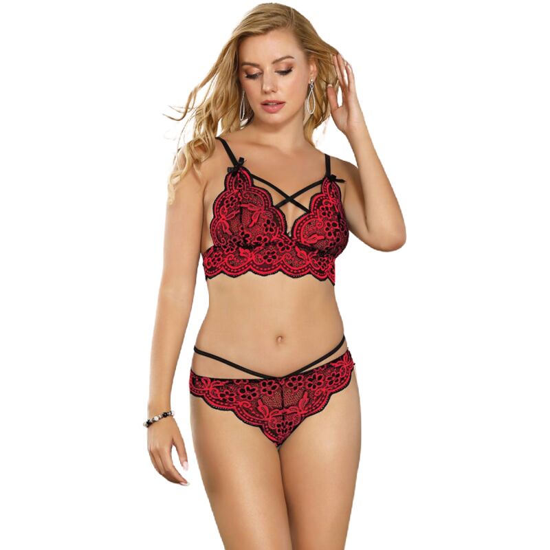 SUBBLIME - SET TWO PIECES SET LACE TOP AND PANTIES L/XL - NOCTURNA DESIRES