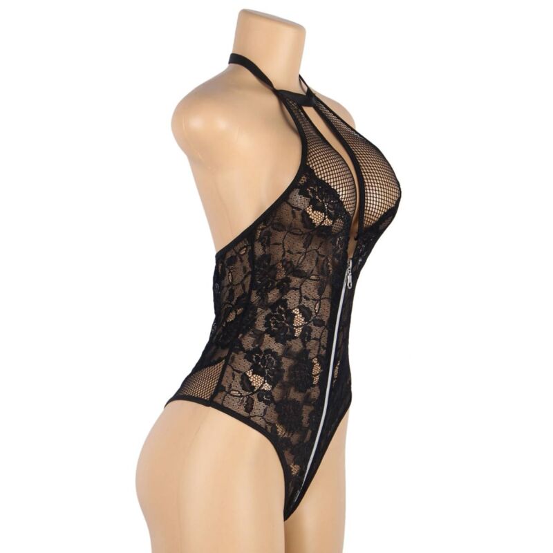 SUBBLIME - TEDDY FLORAL LACE ZIPPER L/XL - NOCTURNA DESIRES