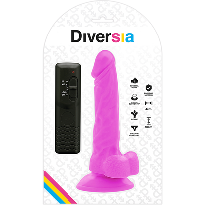 DIVERSIA - FLEXIBLE VIBRATING DILDO PURPLE 18 CM -O- 4 CM - NOCTURNA DESIRES