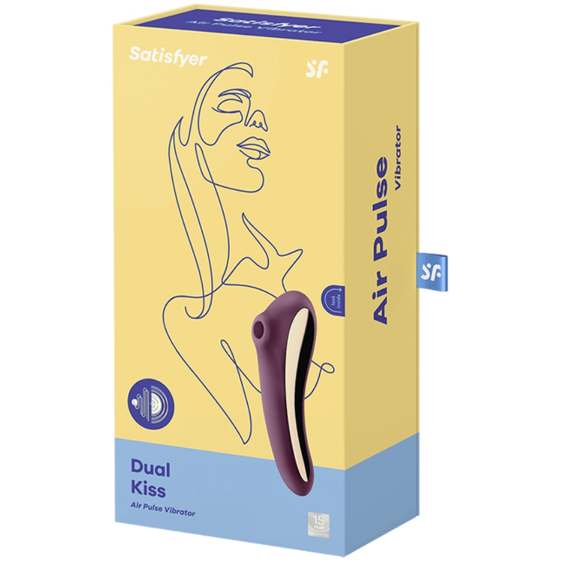 SATISFYER - DUAL KISS AIR PULSE VIBRATOR WINE RED - NOCTURNA DESIRES
