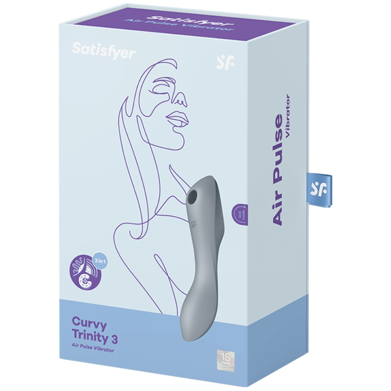 SATISFYER - CURVY TRINITY 3 AIR PULSE VIBRATOR GREY - NOCTURNA DESIRES