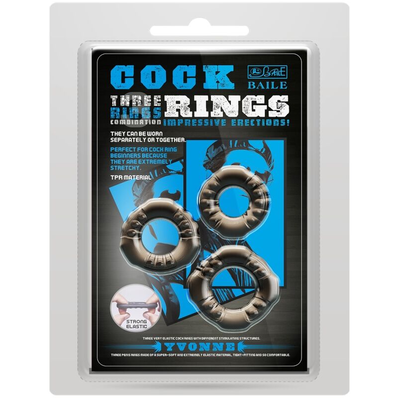 BAILE - COCK RINGS YVONNE SET 3 PENIS RINGS - NOCTURNA DESIRES