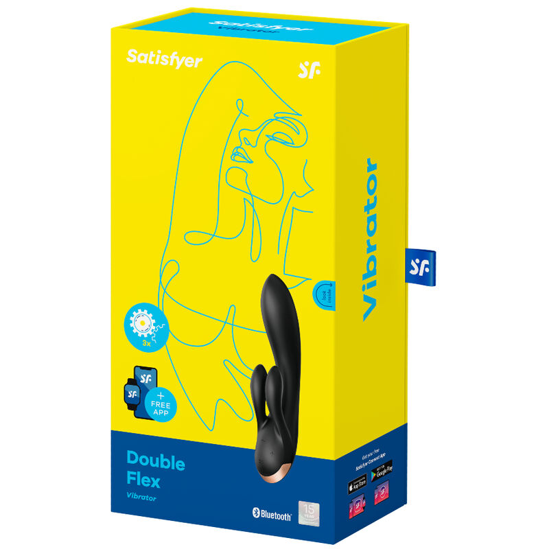 SATISFYER - DOUBLE FLEX VIBRATOR APP BLACK - NOCTURNA DESIRES