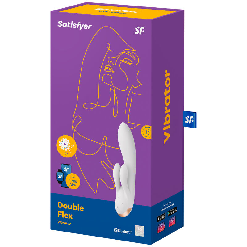 SATISFYER - DOUBLE FLEX VIBRATOR APP WHITE - NOCTURNA DESIRES