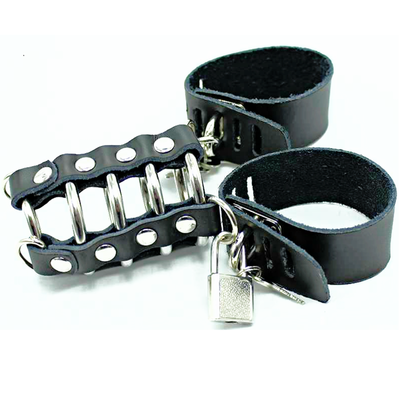 OHMAMA FETISH - PENIS CAGE WITH METAL RINGS AND LEATHER STRAPS - NOCTURNA DESIRES