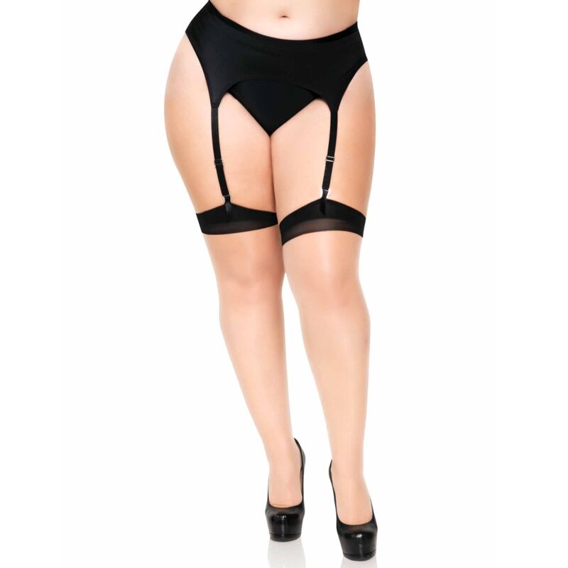 LEG AVENUE - PLUS LYCRA SHEER 2 TONE THIGH HIGH WITH BACKSEAM AND CUBAN HEEL LEG AVENUE HOSIERY  NOCTURNA DESIRES