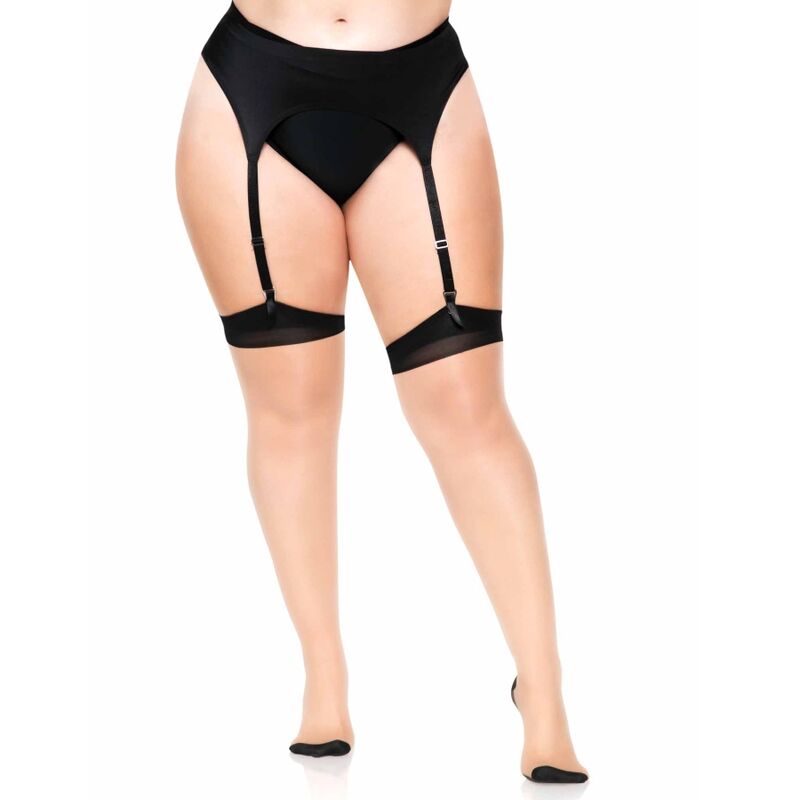 LEG AVENUE - PLUS LYCRA SHEER 2 TONE THIGH HIGH WITH BACKSEAM AND CUBAN HEEL LEG AVENUE HOSIERY  NOCTURNA DESIRES