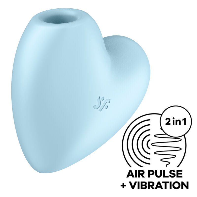SATISFYER - CUTIE HEART AIR PULSE STIMULATOR & VIBRATOR BLUE - NOCTURNA DESIRES